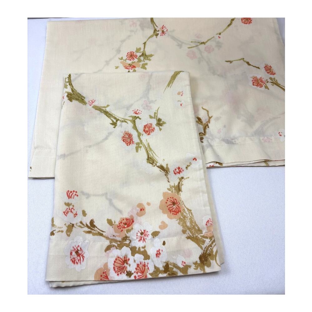 Morgan Jones Cherry Blossom Standard Pillowcases Set of 2 Cottagecore 1970s/80s